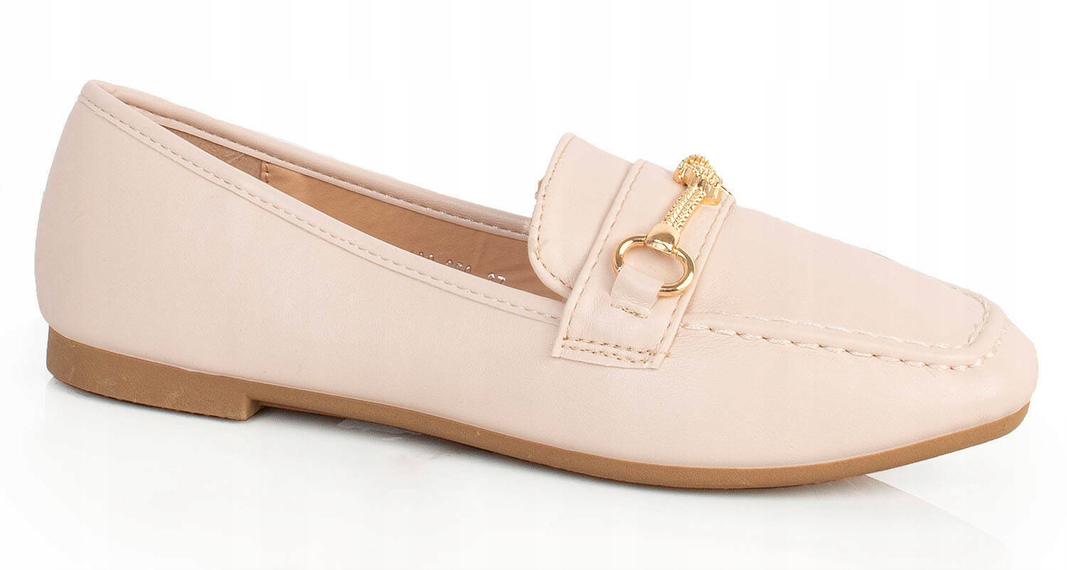 8070 BEŻOWE MOKASYNY PÓŁBUTY DAMSKIE PŁASKIE LOAFERS 39