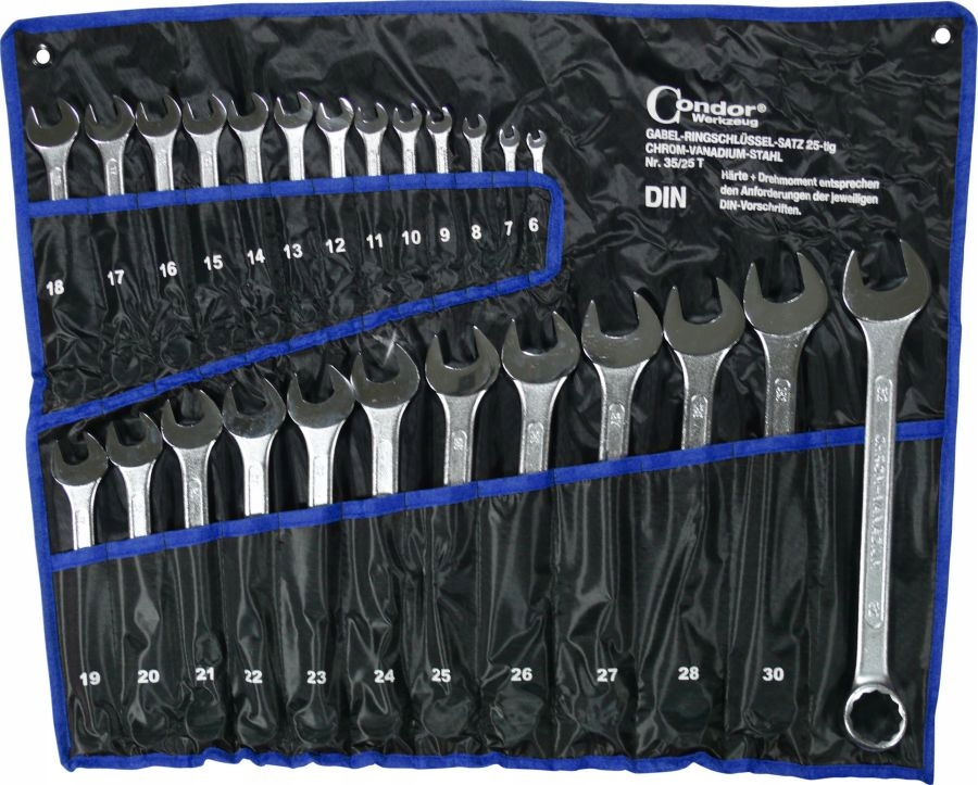 Kľúče očkoploché 6-32 mm, 25 ks, chróm