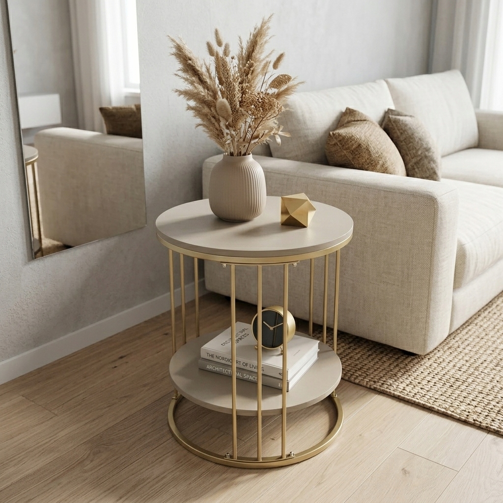 Stolová lavica konferenčný stolík Loft Glamour Zlatý kašmír 51 cm béžová
