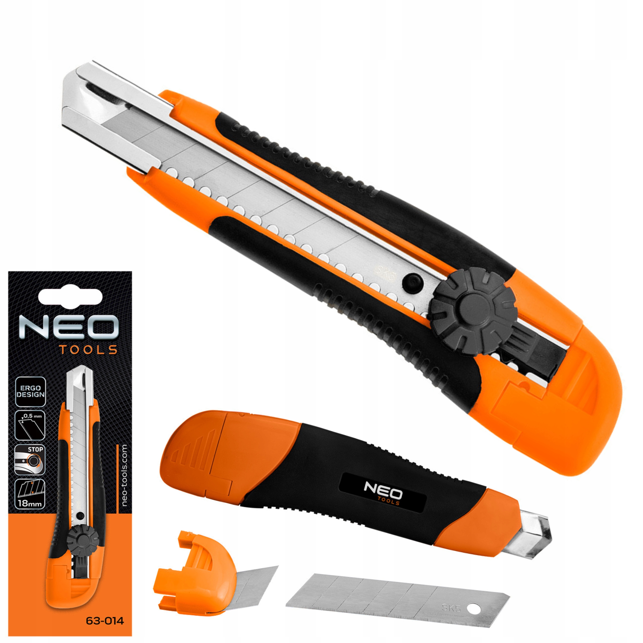 

Neo 63-014 Nóż Z Ostrzem Łamanym 18MM Blokada Śrub
