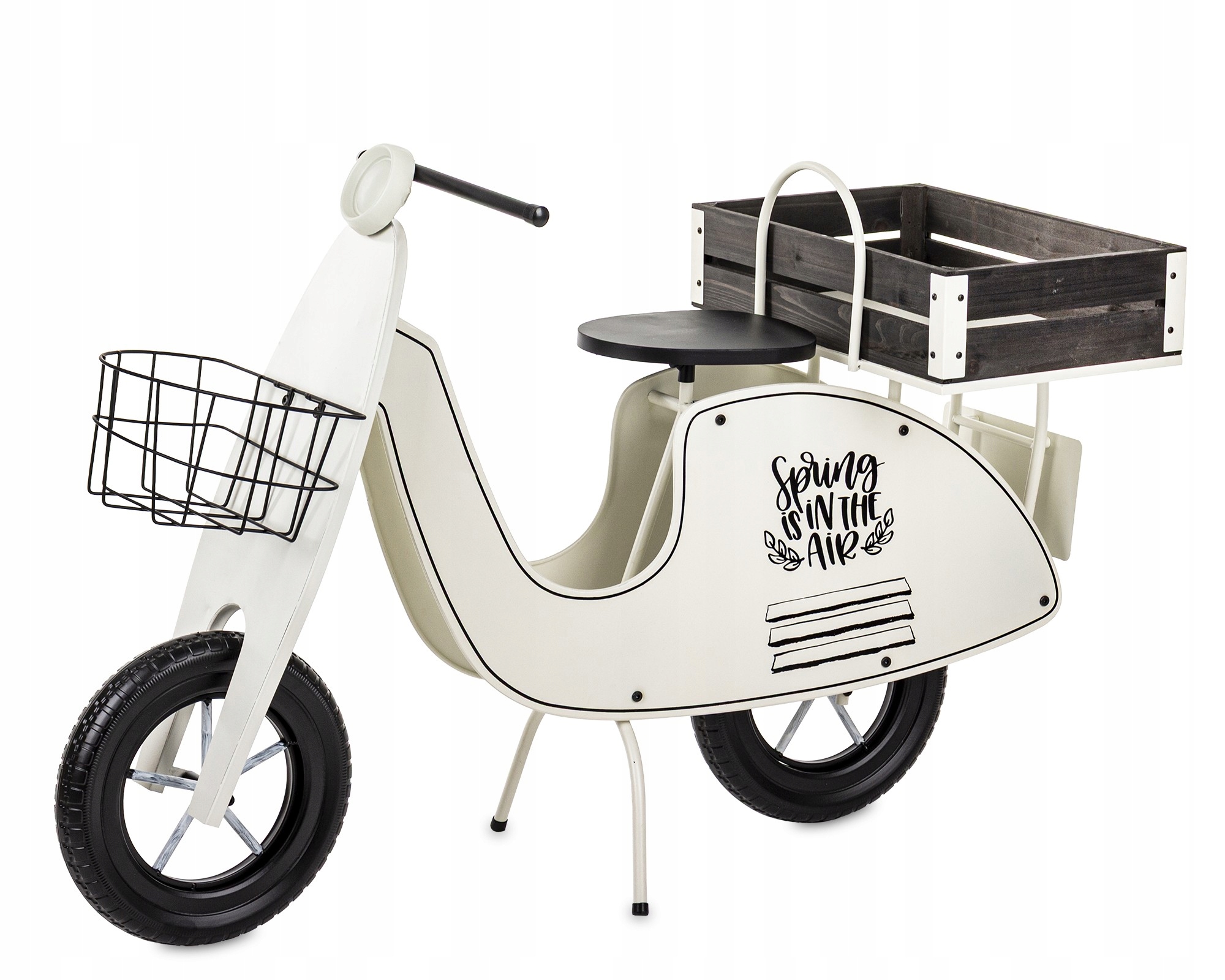 Držiak Na Kvetináč skúter kovový motor na kvety záhrada provence biely