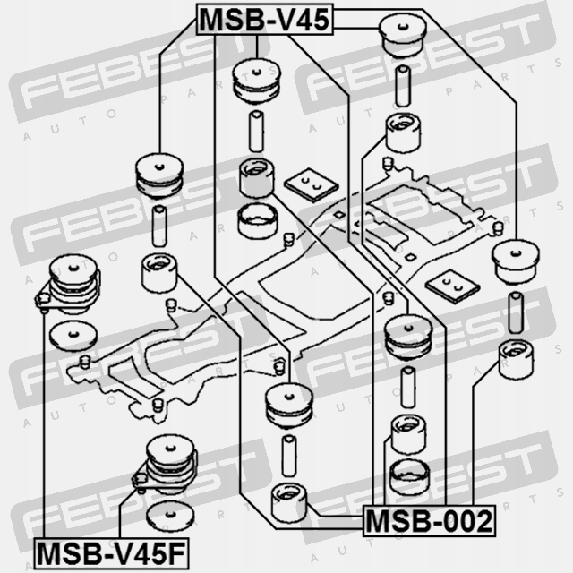PODUSZKA RAMY MITSUBISHI PAJERO 91- MSB-V45F Producent części Febest