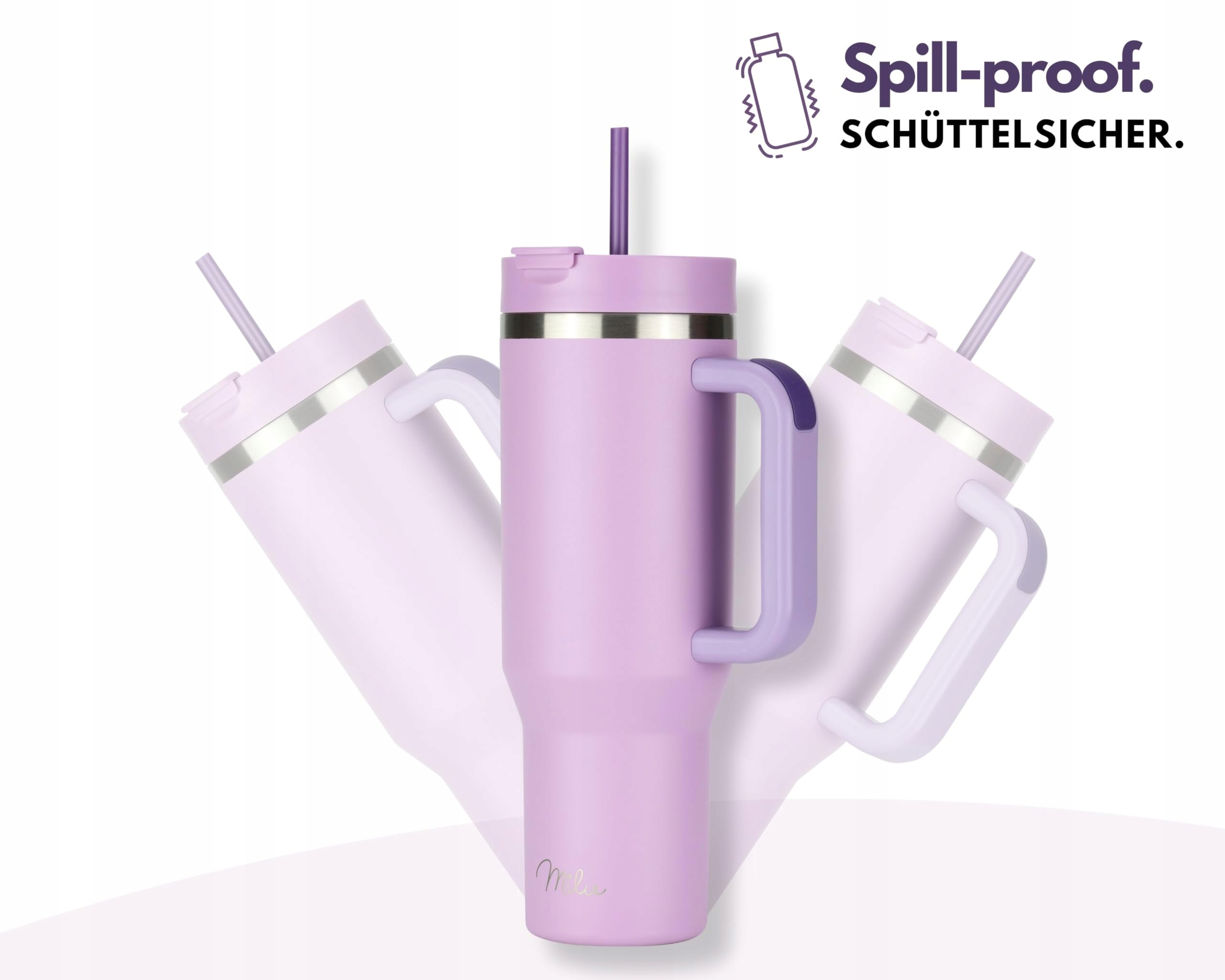 MILU Kubek Termiczny 1200ml Słomka Uchwyt Stal Nierdzewna 40oz Lilac — miniatura 6