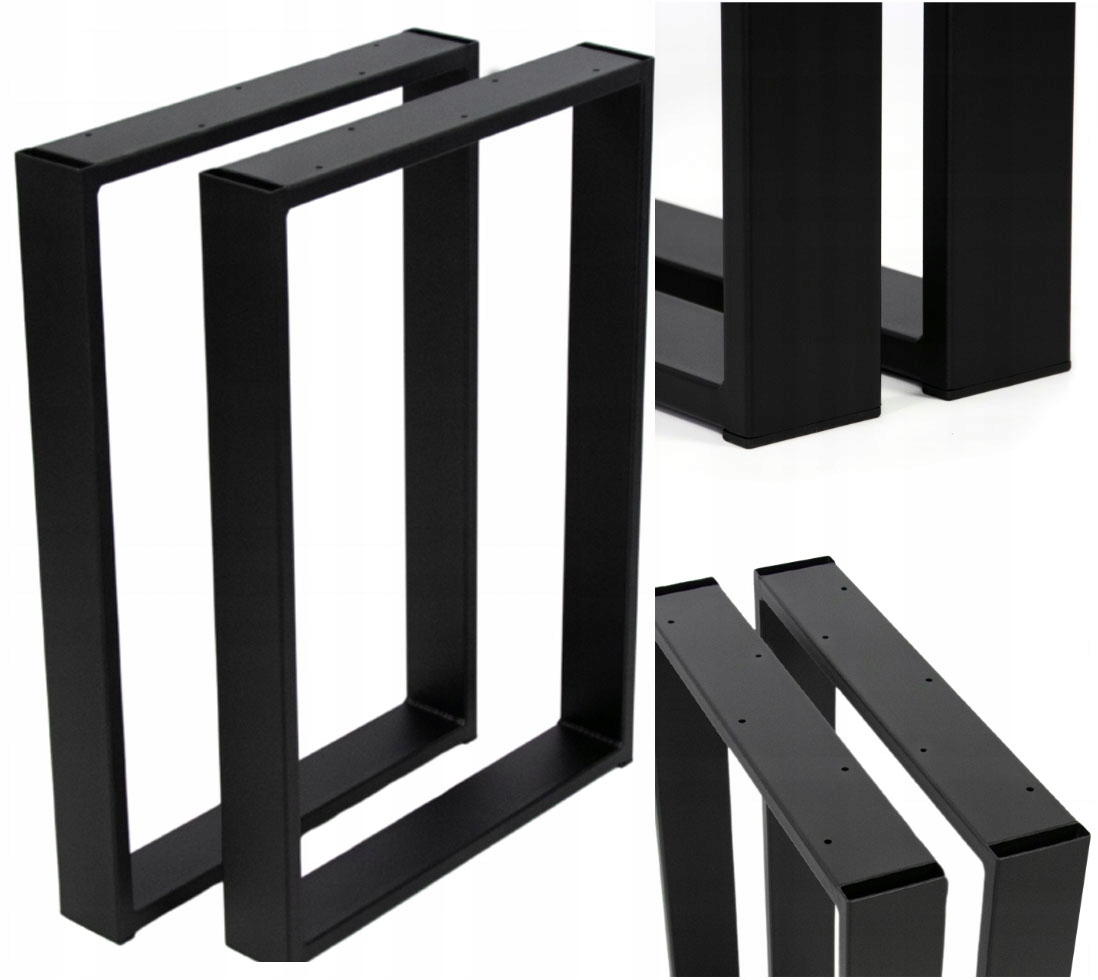 Nogi Do Stołu Biurka Metalowe Czarne 50x72 CM Profil 8x2 CM Loftowe 2 szt