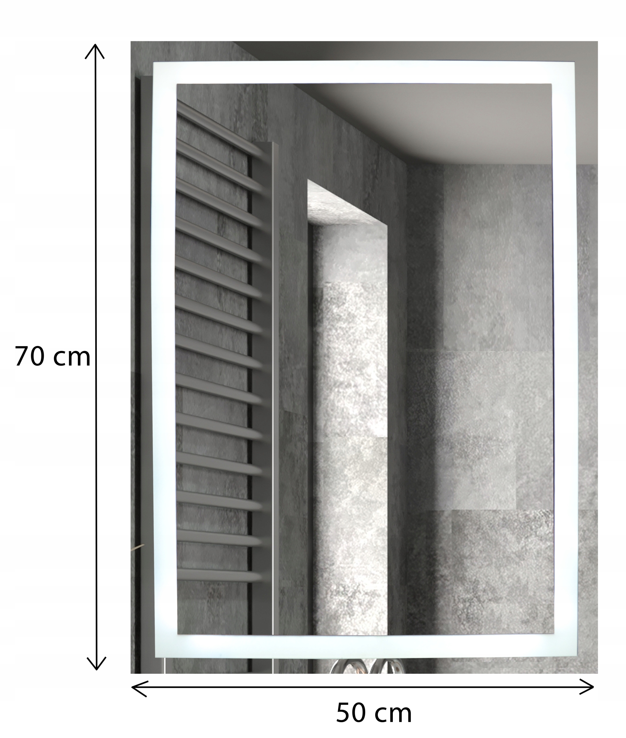 LUSTRO ŁAZIENKOWE PODŚWIETLANE Z OŚWIETLENIEM 3 BARWY LED Nocturn 50x70cm Rodzaj zwykłe