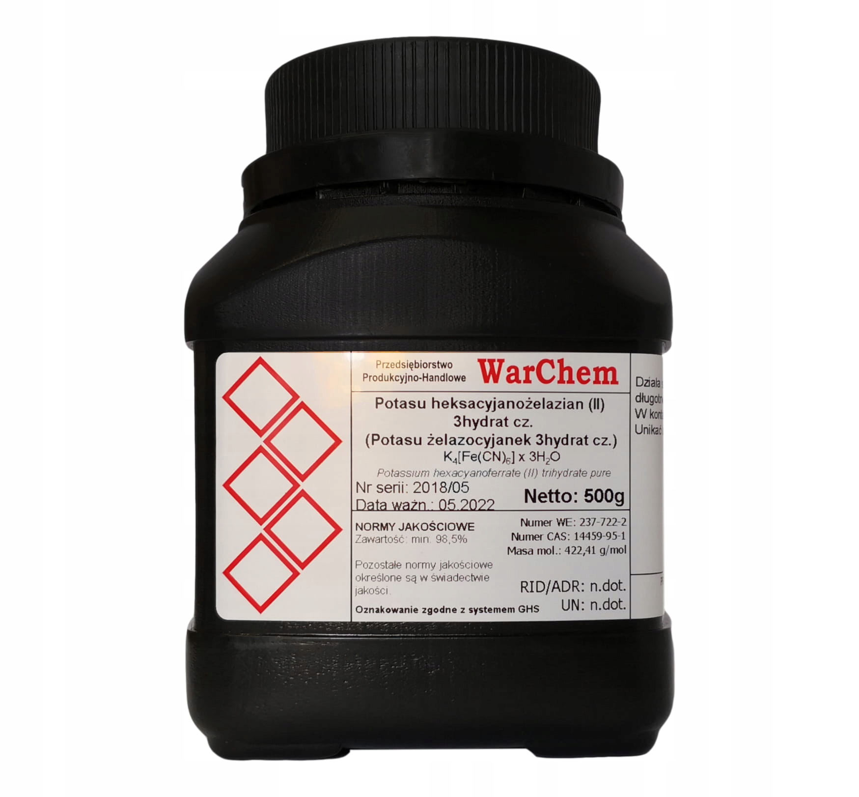 

Żelazocyjanek Potasu 3hydrat- 500g Warchem [52766]