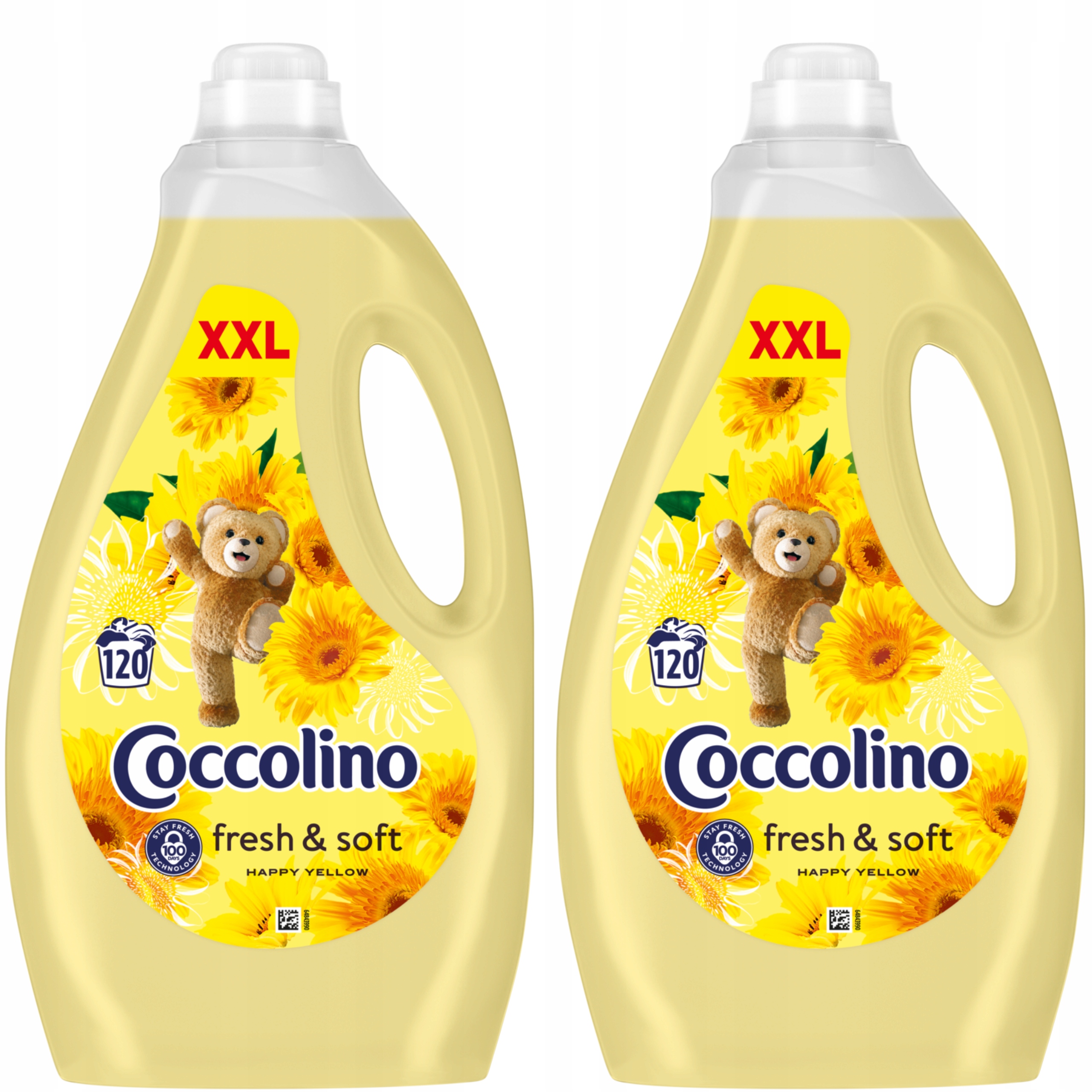 Sada Coccolino Fresh&Soft Tekutá aviváž Happy Yellow 2x3 l 240 praní