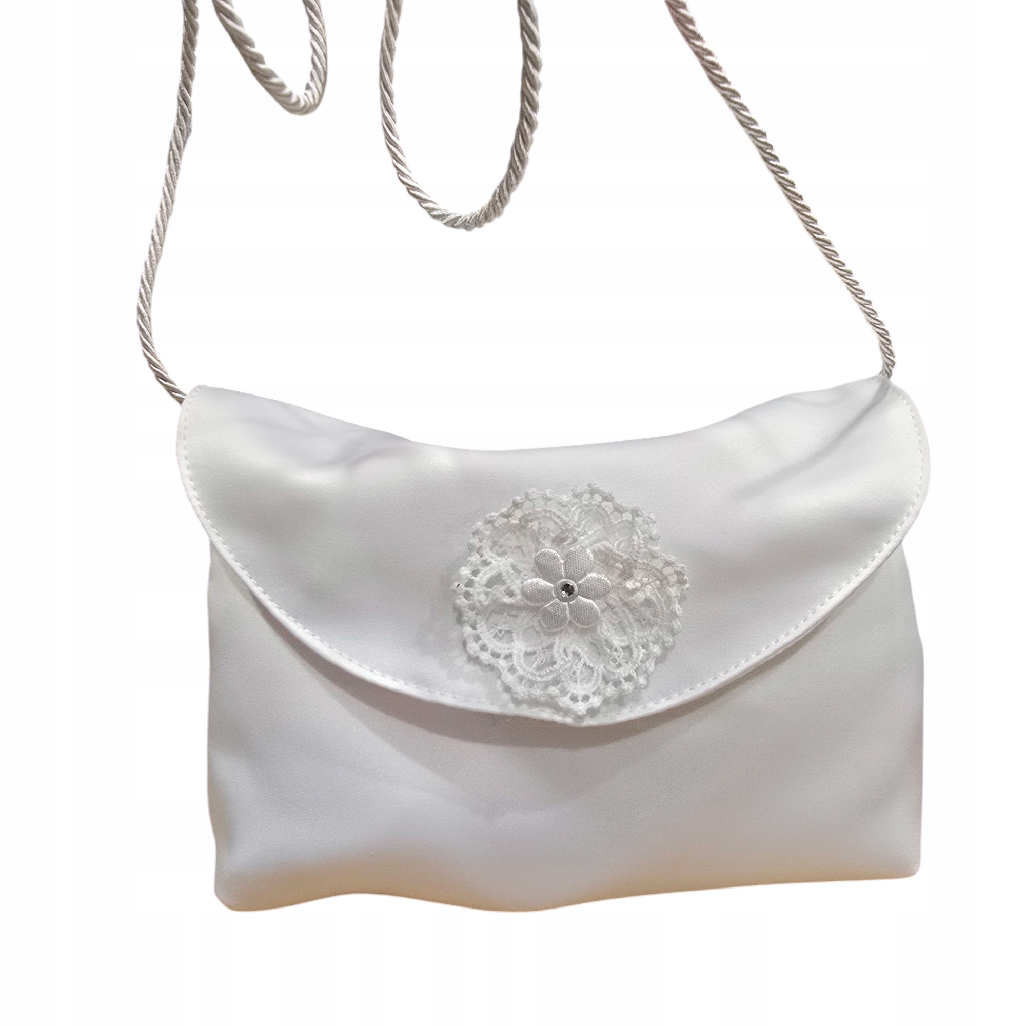 MIKO TOREBKA DZIEWCZĘCA KOMUNIJNA BIAŁA SATYNOWA TOREBECZKA Z KORONKĄ Kod producenta 2255