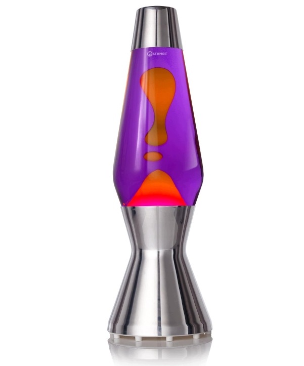 Mathmos Astro – originální lávová lampa stříbrná, fialová/červená 43 cm