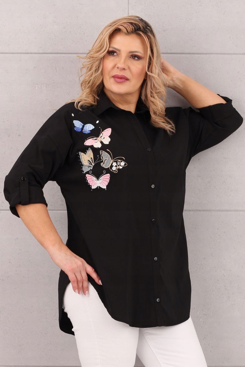 ELEGANCKA KOSZULA BAWEŁNIANA DUŻE ROZMIARY LUŹNA CASUAL OVERSIZE WIZYTOWA Rozmiar S