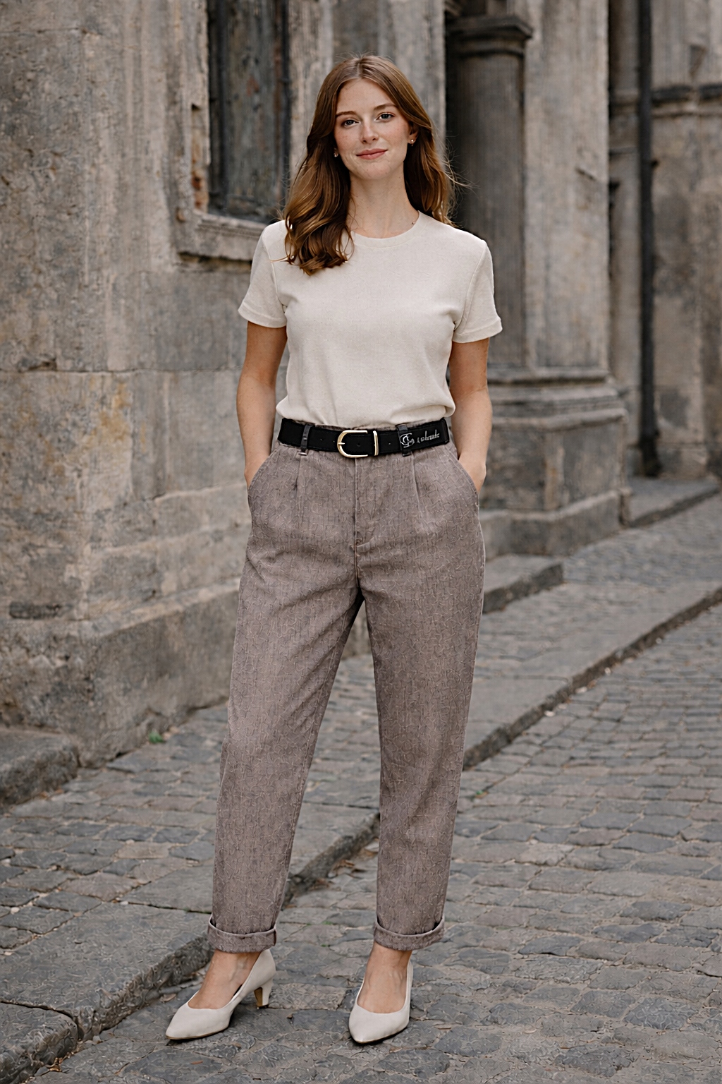 dámské kalhoty manšestr fango béžová Livan's