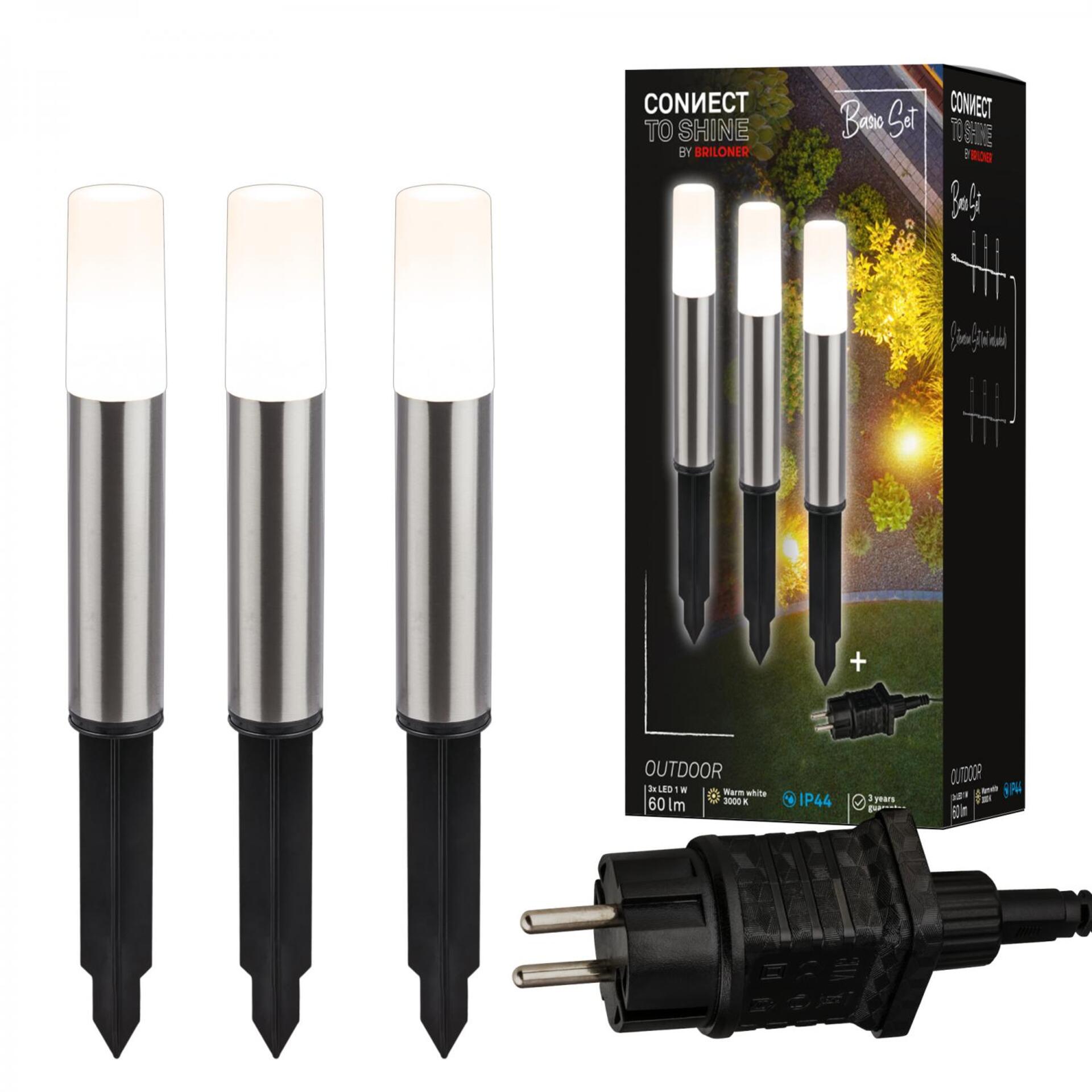 Štartovacia sada záhradných Led svietidiel Briloner Junca 3ks IP44 3000K