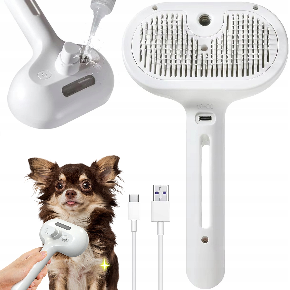 Levně Parní Kartáč Pro Psy A Kočky, Samočistící Elektrická Srst