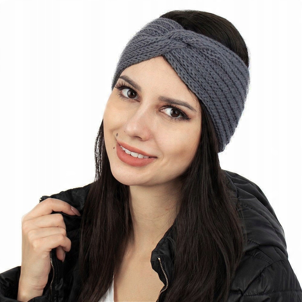 

Opaska Do Włosów zimowa Turban szara Węzeł