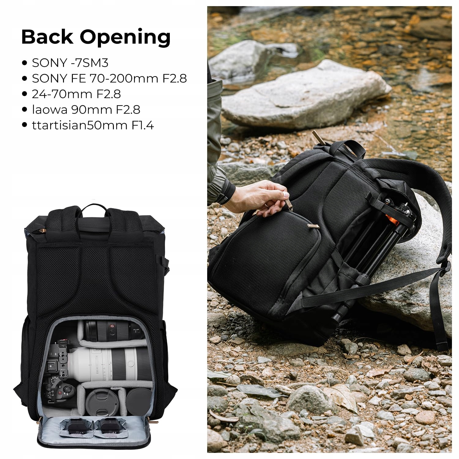 K&F CONCEPT Plecak Na Aparat Rolltop Na Laptop 15 Calowy Dla Lustrzanek — miniatura 4