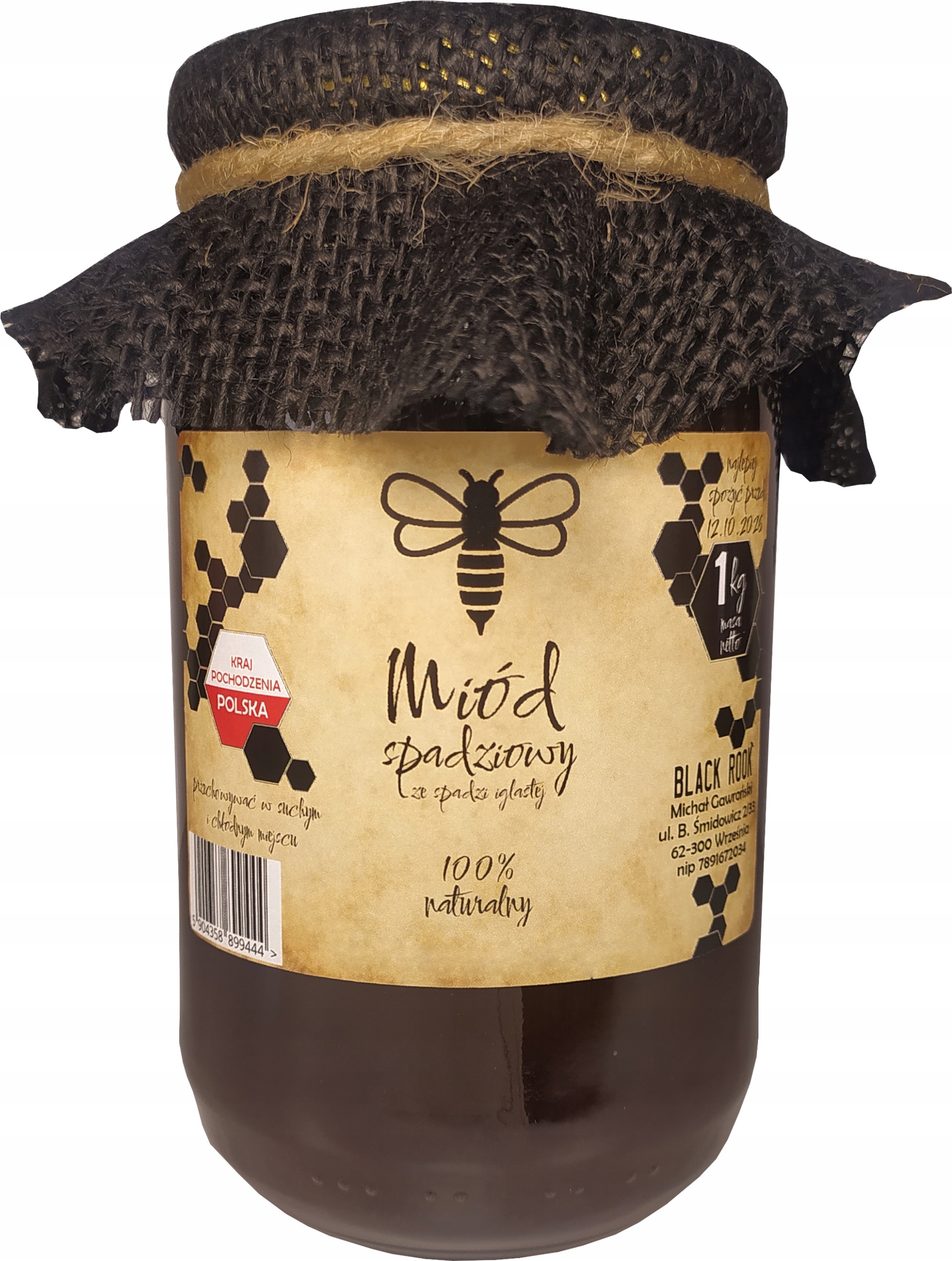 Polski miód naturalny 100% Spadziowy Iglasty- 1 kg