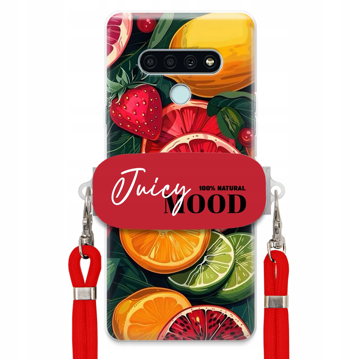 Puzdro pre Lg K71 Červené Crossbody vodítko Módny držiak Juice Mood Ovocie