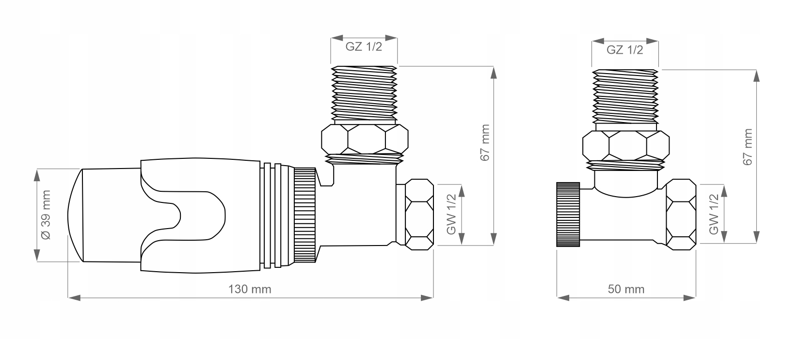 Zestaw termostatyczny kątowy 1/2" do grzejnika złoty Warmtec Kolor złoty
