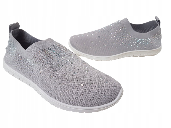 

Szare Elastyczne Adidasy Ze Streczem 38 z Cyrkonią