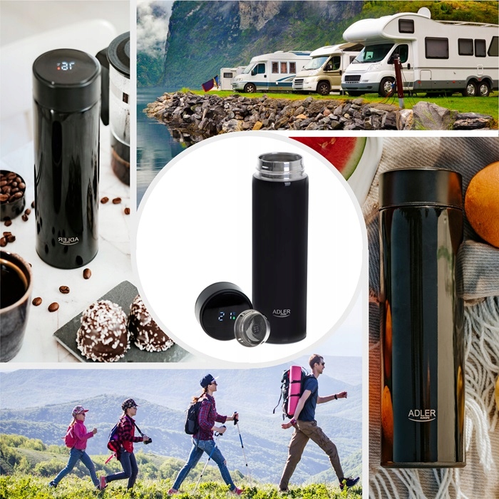 KUBEK TERMICZNY TERMOS Z TEMPERATURĄ LED 473ml AD4506 Marka Adler