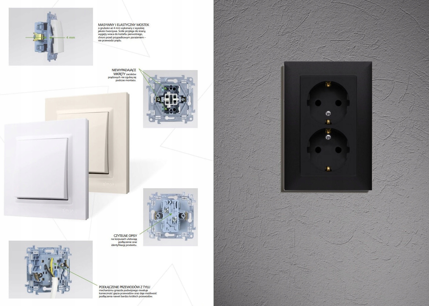 SIMON10 Łącznik pojedynczy schodowy czarny mat 10A Marka Kontakt-simon