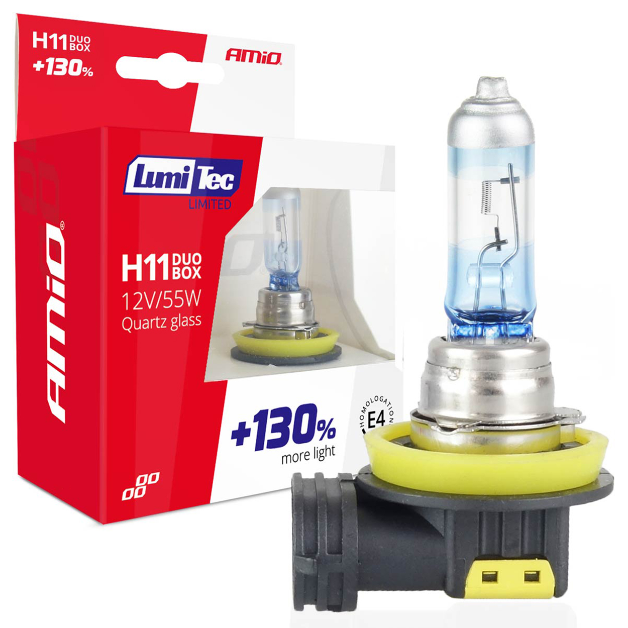 

H11 Żarówki Halogenowe Białe 4300K 55W 12V +130%