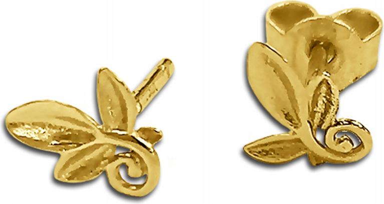 Náušnice zlaté 14k ze zlata 585, drobné tyčinky na tyčinku, zavinovací lístky