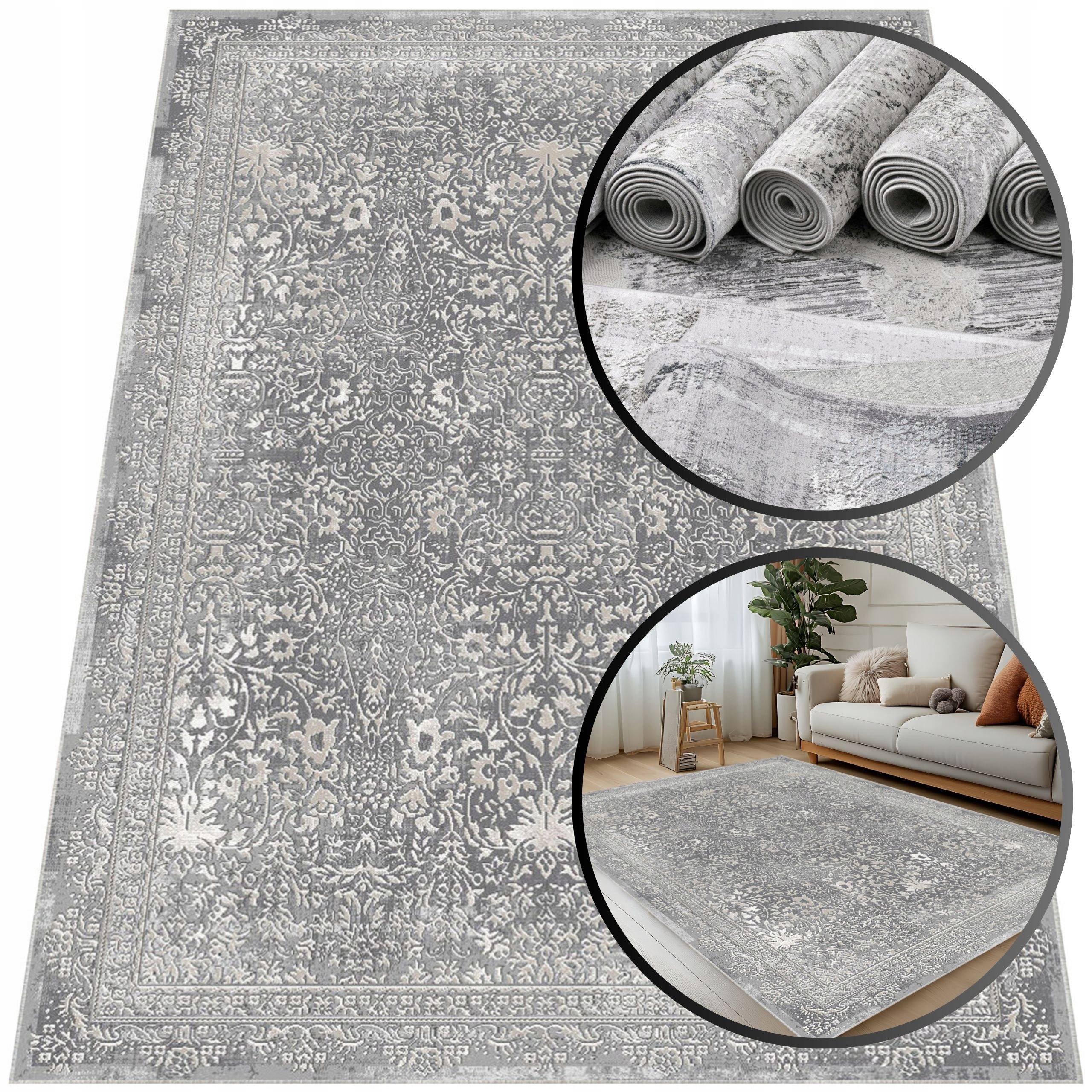 Elegantní Lesklý Šedý Turecký Koberec Do Obývacího Pokoje Koberce Latina 140x200