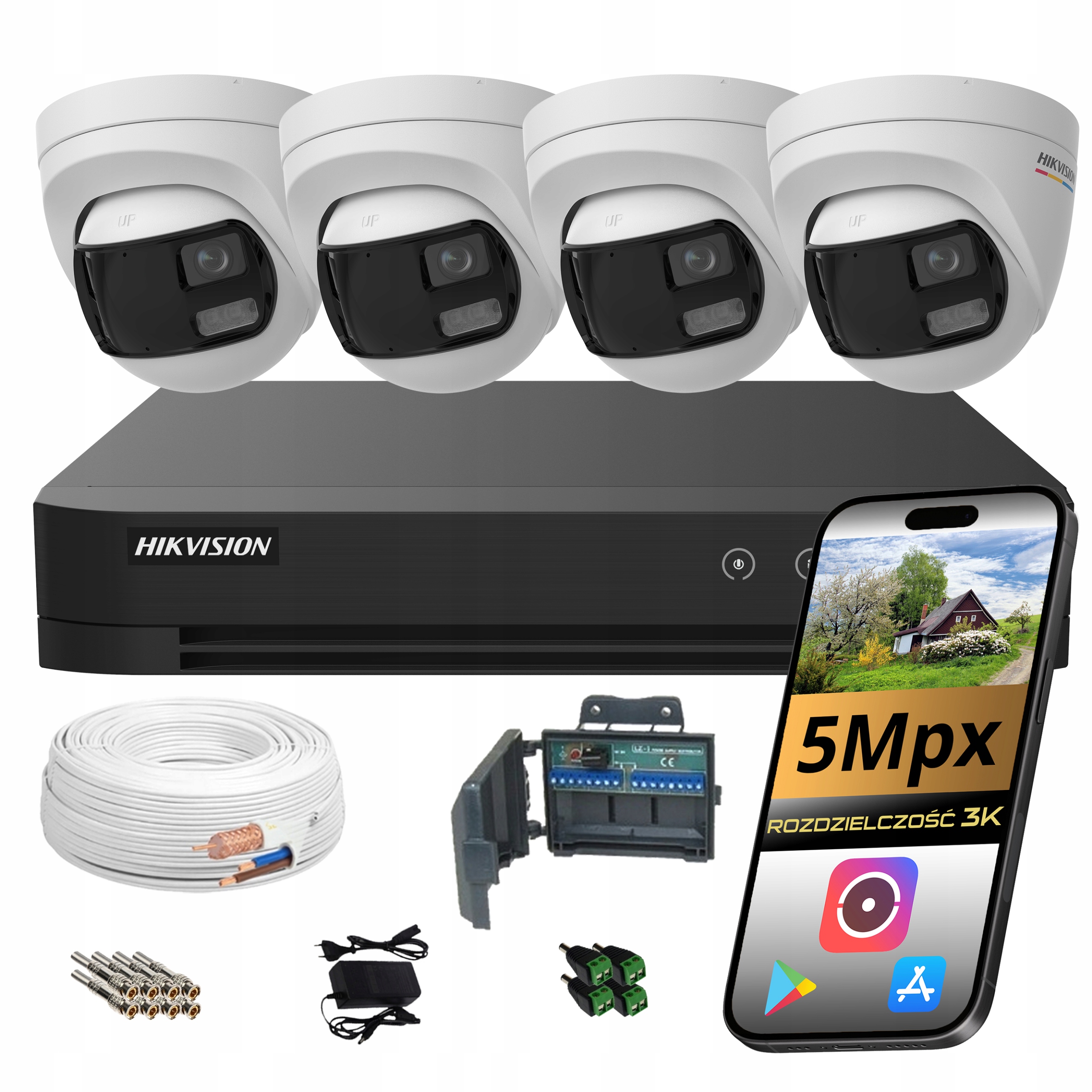 Monitorování Hikvision 4 Analogové Kamery 5MPX Panoramatické S Ai Analytikou