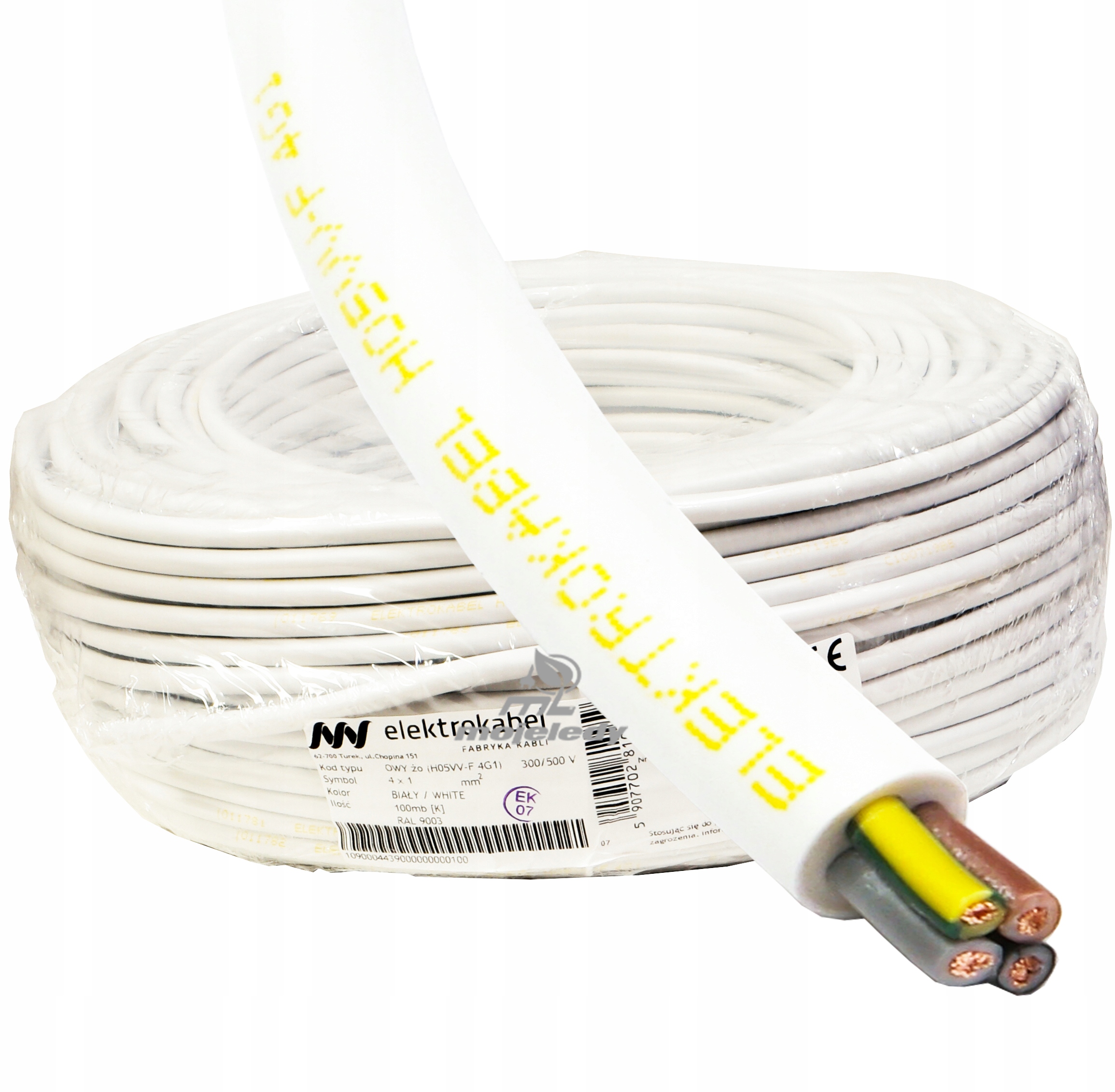 Kabel Owy 4x1 mm Linka Cu okrúhla biela 100 m