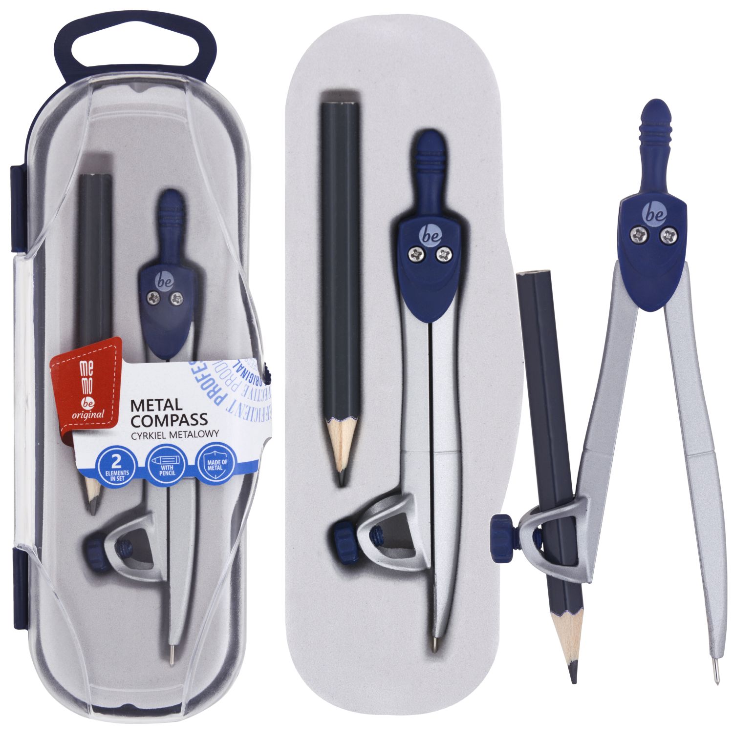 

MemoBe Cyrkiel metalowy szkolny z ołówkiem