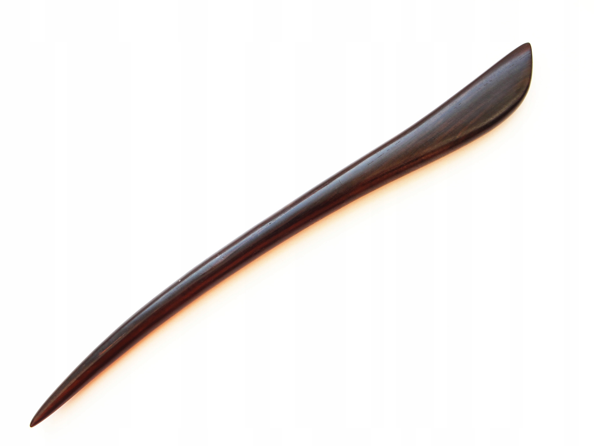 Drewniana igła szpilka do włosów koka - FALA - bardzo ciemny brąz Kolor dominujący czarny