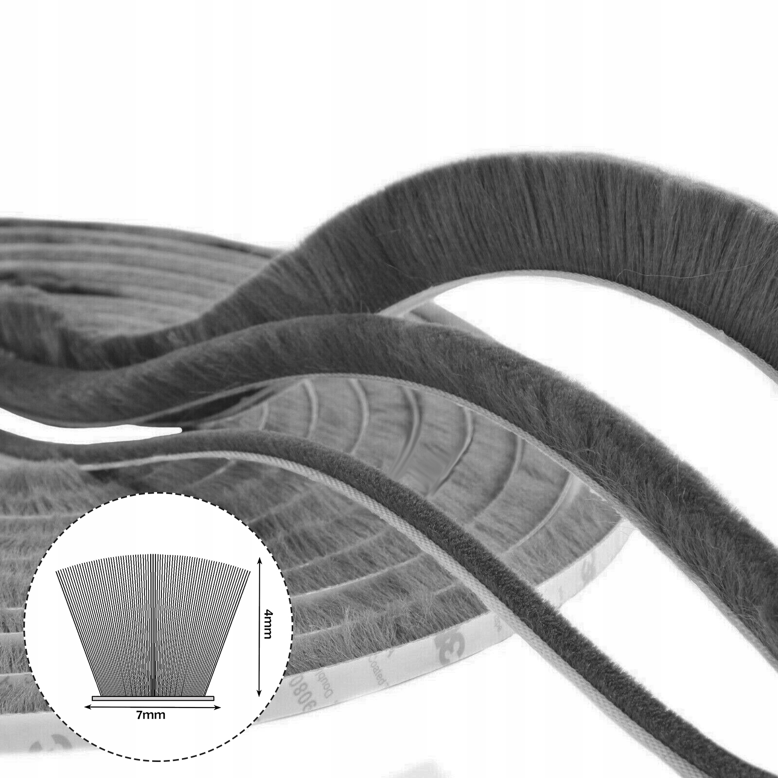 Kartáčová těsnění samolepicí šedá 9 x 5 25 m