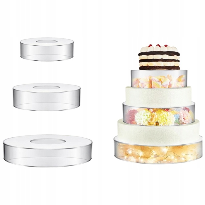 Levně 3ks Separátor na dort 17/22/27xh5 cm Prázdné patro Akrylový stojan Expozit