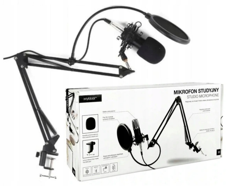 Mikrofon Studyjny Gamingowy Komputerowy + Statyw