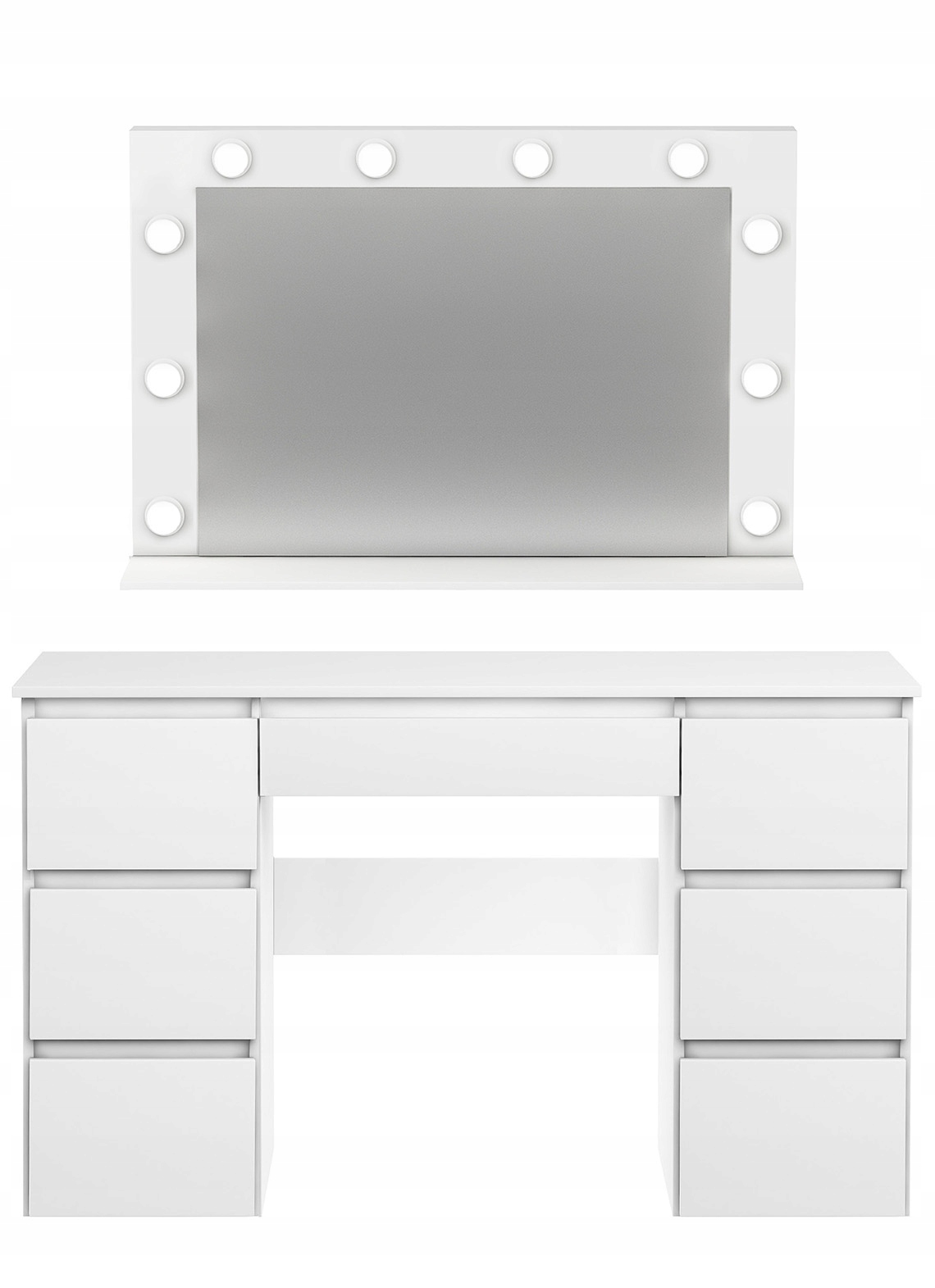 

Toaletka Biała 122 CM Makijaż Megan B3 żarówki 10