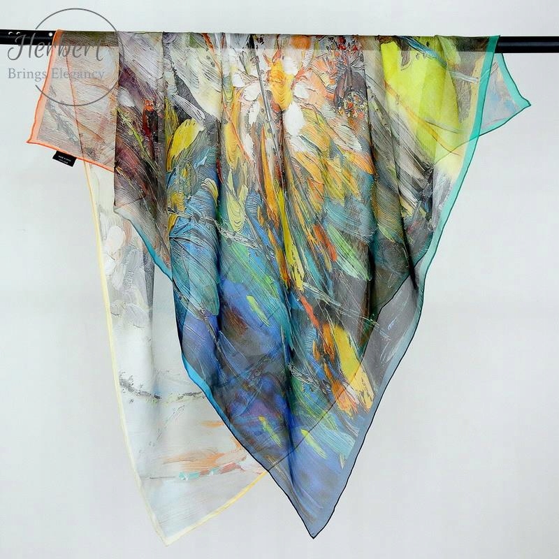 Dámský 100% hedvábný šátek z vysoce kvalitního šifonového hedvábí 103 cm čtvercový