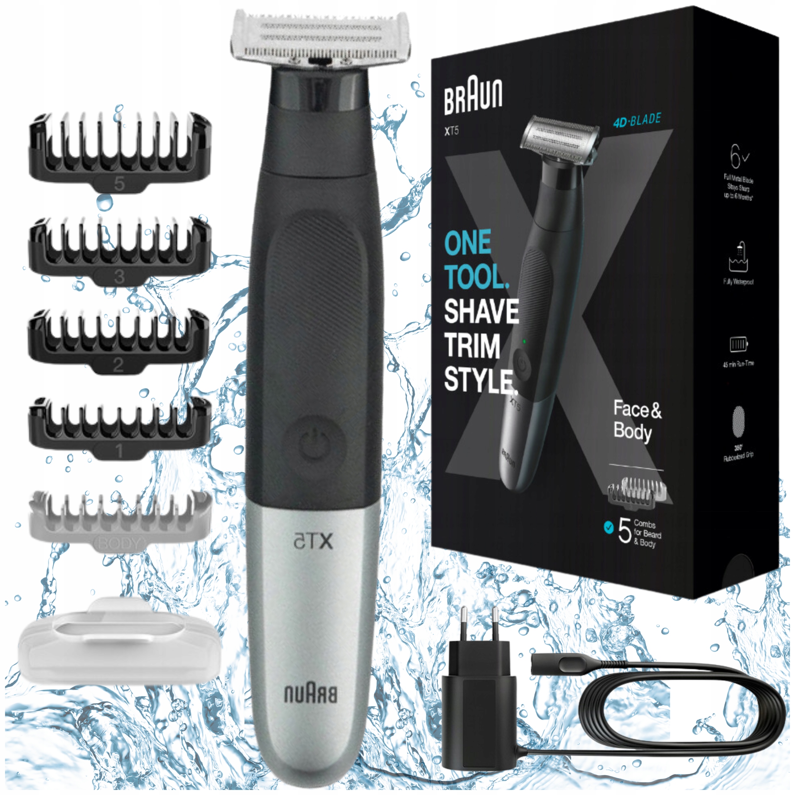 Wodoodporna Maszynka Braun do golenia Ciało Broda Zarost Włosy Trymer