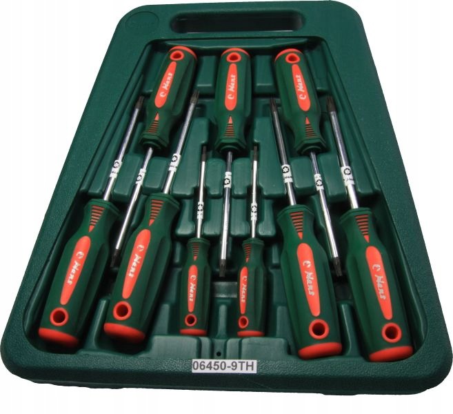 Sada šroubováků 9 ks, profil Torx Tamper, velikost Torx E-torx T10H,