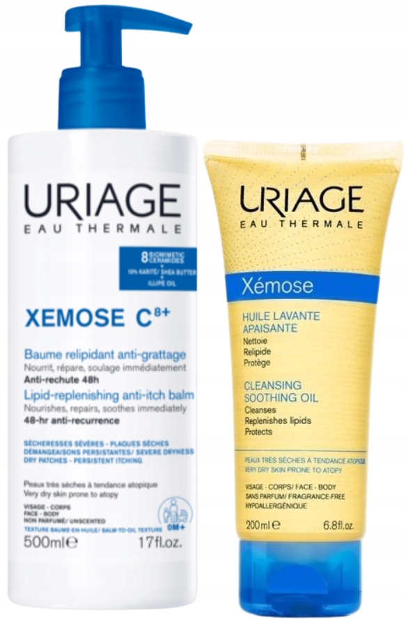 Uriage Xemose zestaw olejek w kremie 500 ml olejek do kąpieli 200 ml
