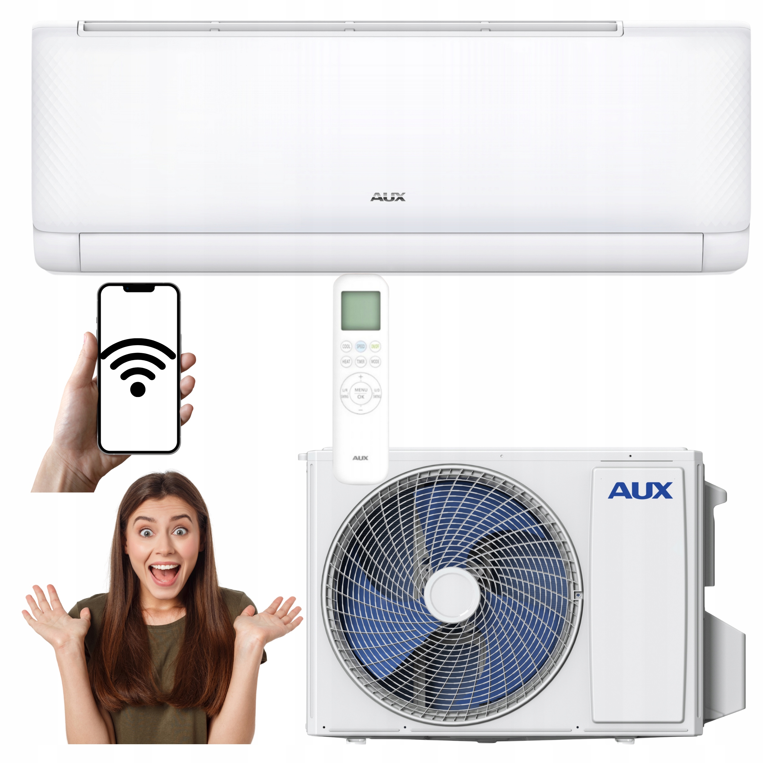 Nástěnný klimatizátor Aux Q-Smart Eco 7,2 kW 70 m2 Wi-Fi Klimatizace do domu