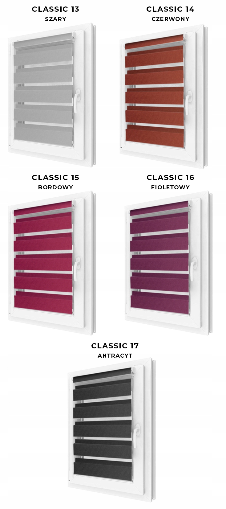 Rolety Dzień Noc na wymiar z napinaczem 54x150 cm Szerokość produktu 54 cm