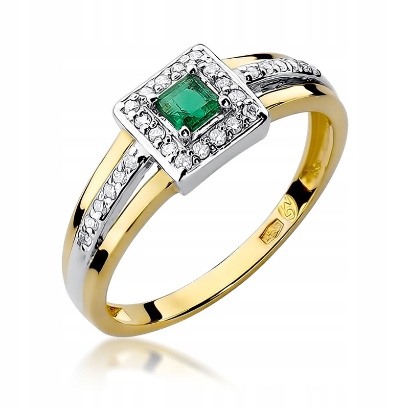 

Pierścionek Szmaragd Brylanty Złoto 0,14 ct Grawer