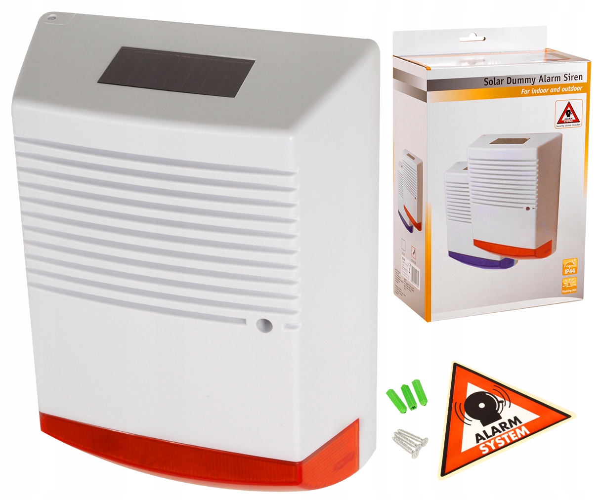 SOLARNA ATRAPA SYRENY ALARMU ZEWNĘTRZNEJ LED DIODA DC3300 BEZPRZEWODOWA