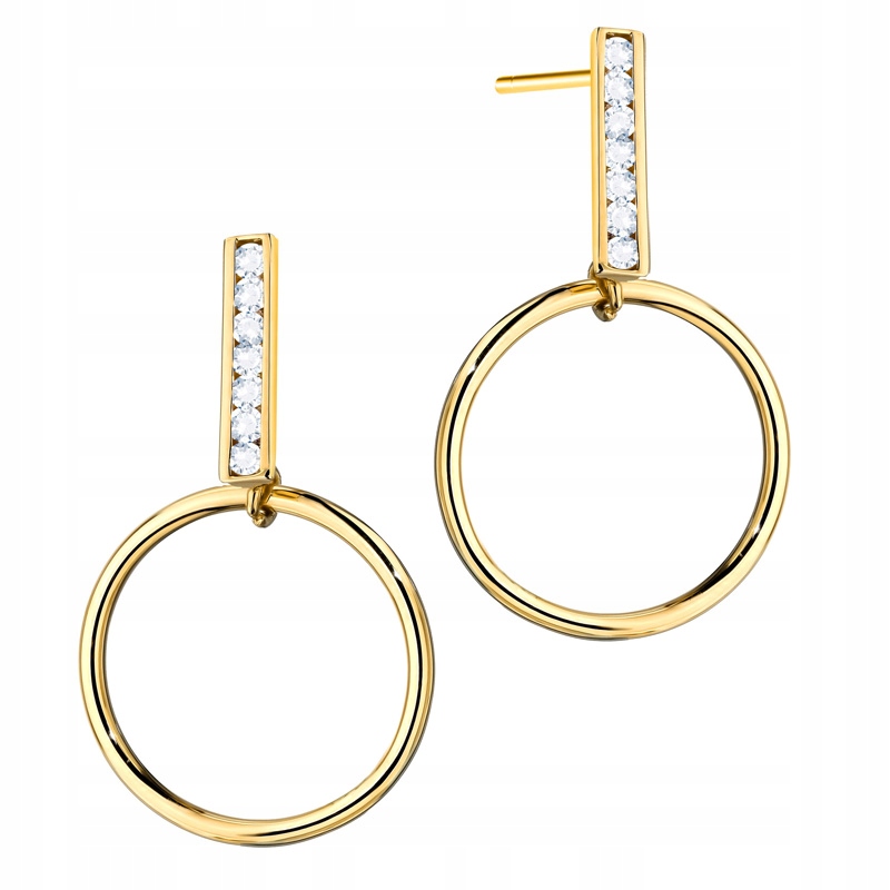 Krásné Zlaté Náušnice pr. 585 Závěsná kolečka a Zirkony 14k