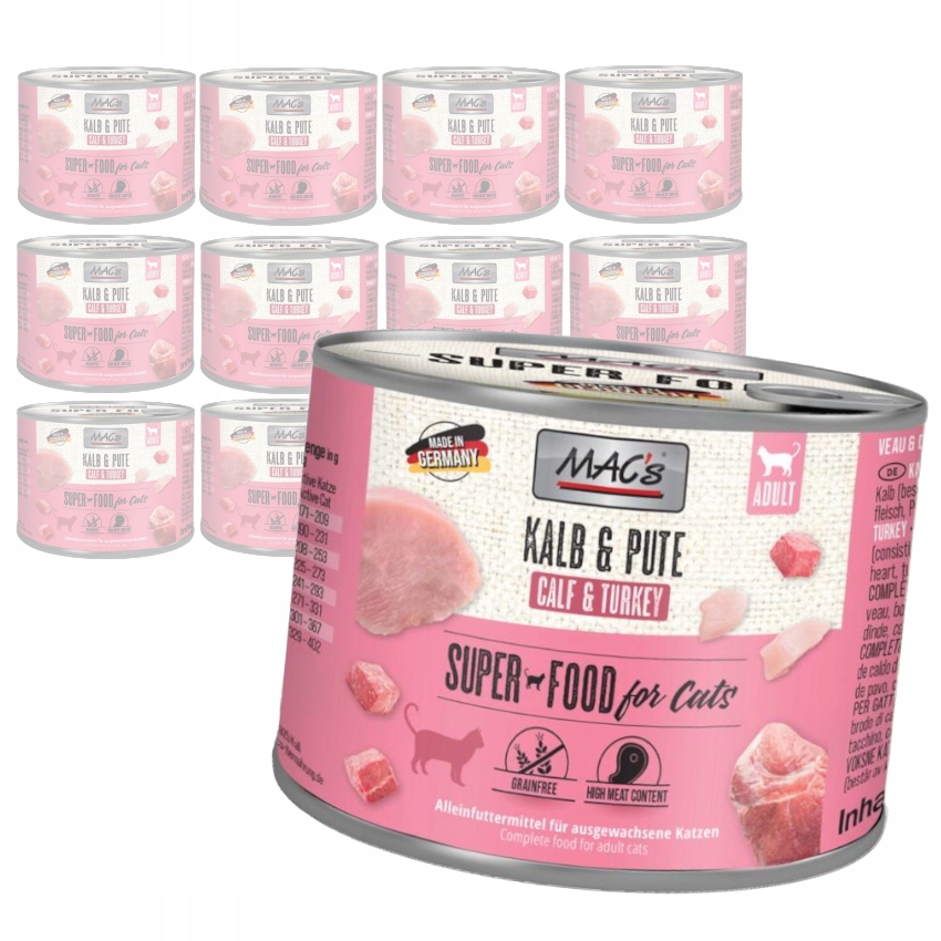 Levně MAC's Cat Mokré Krmivo Pro Kočky Krůta 12x200g