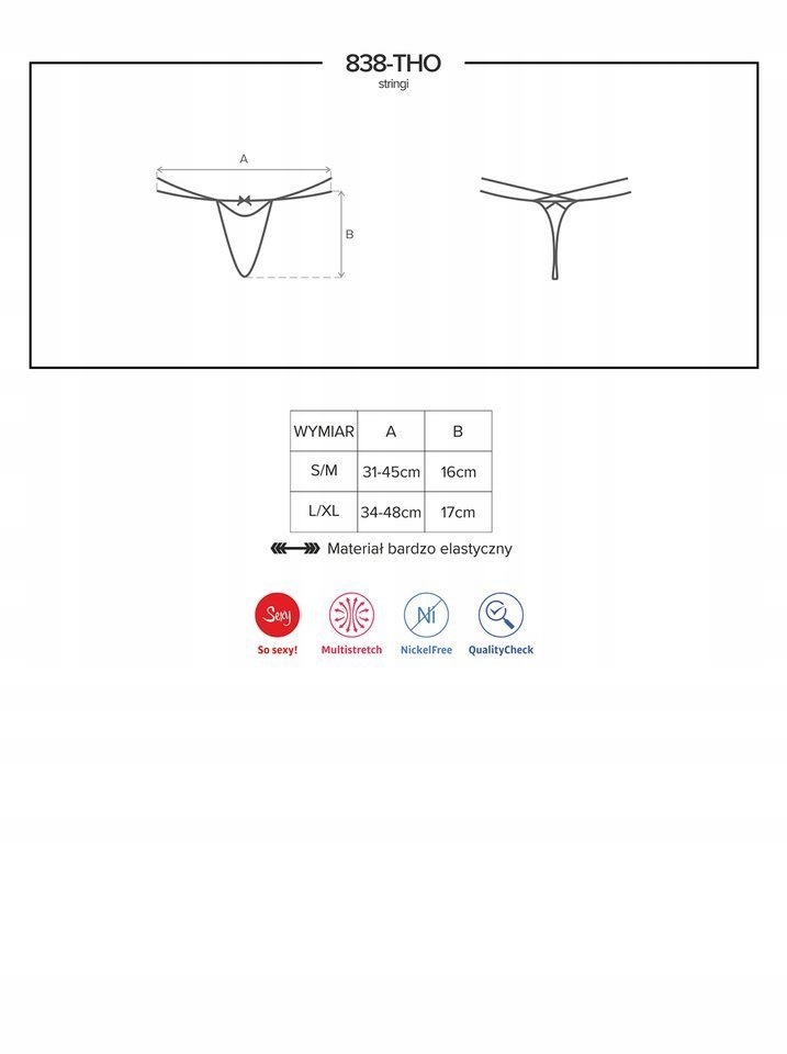 CZERWONE SEKSOWNE STRINGI OBSESSIVE 838-THO-3 L/XL Zestaw nie