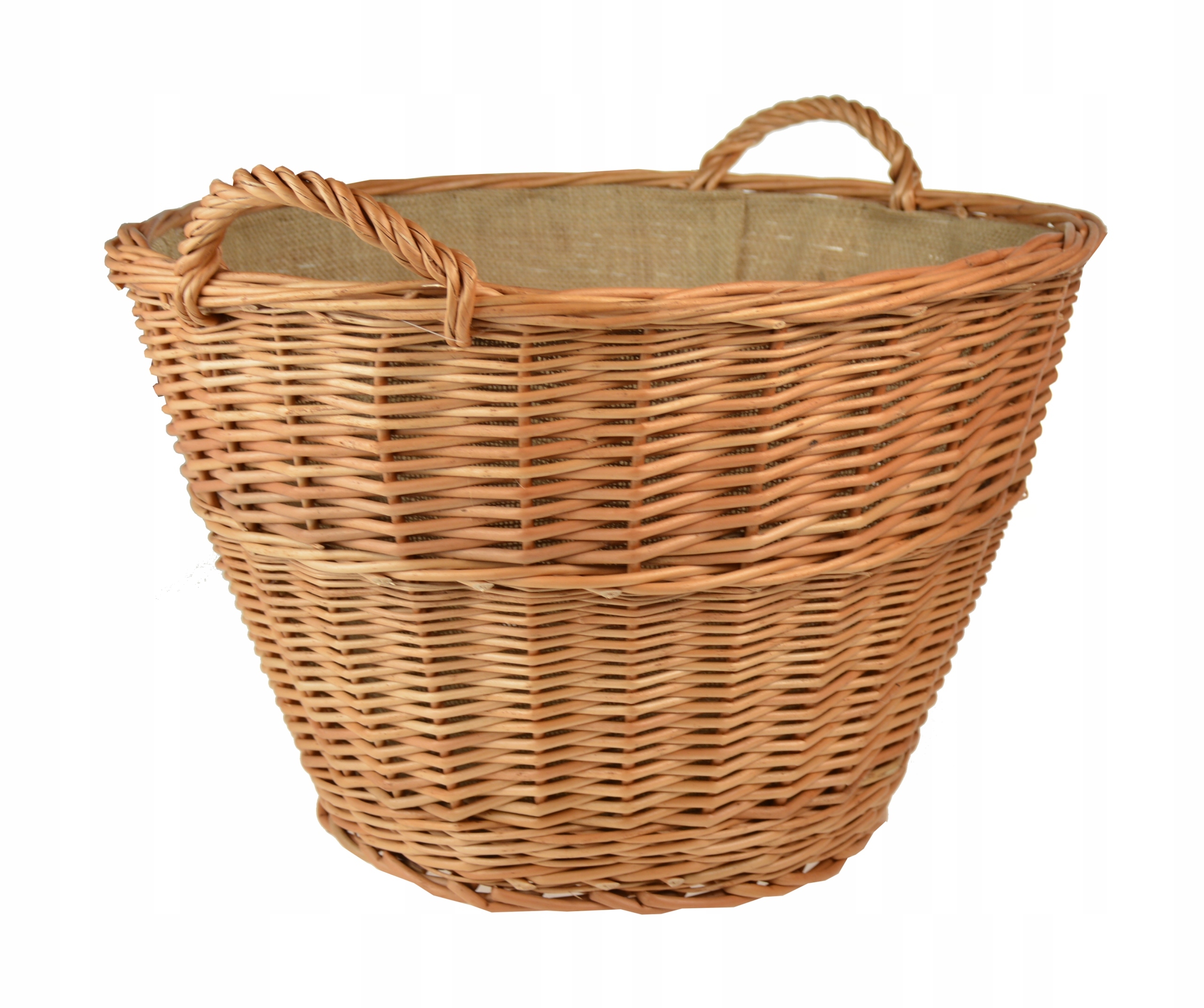 Wiklinowy KOSZ NA DREWNO GOSPODARSKI JUTA 45 cm Materiał wiklina