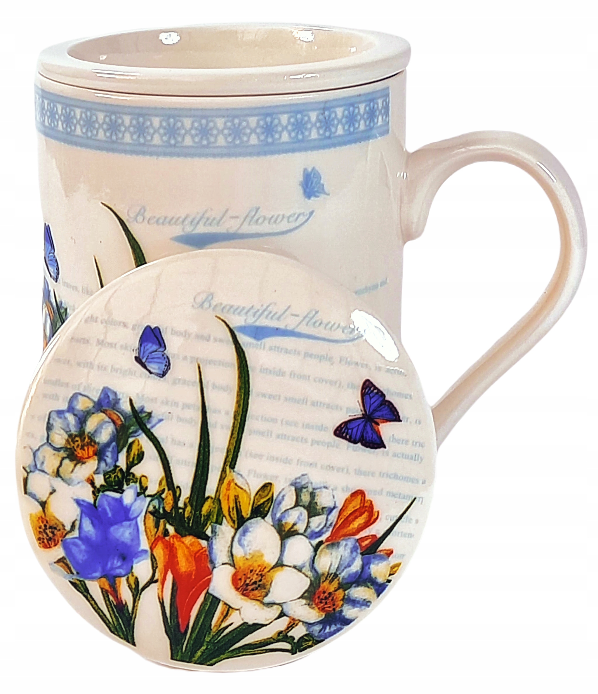 

Kubek Porcelanowy Z Zaparzaczem I Pokrywką