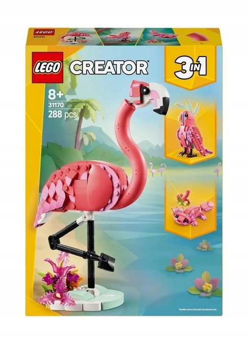 Stavebnice 3V1 Divoká Zvířata Růžový Plameňák 31170 Lego Creator